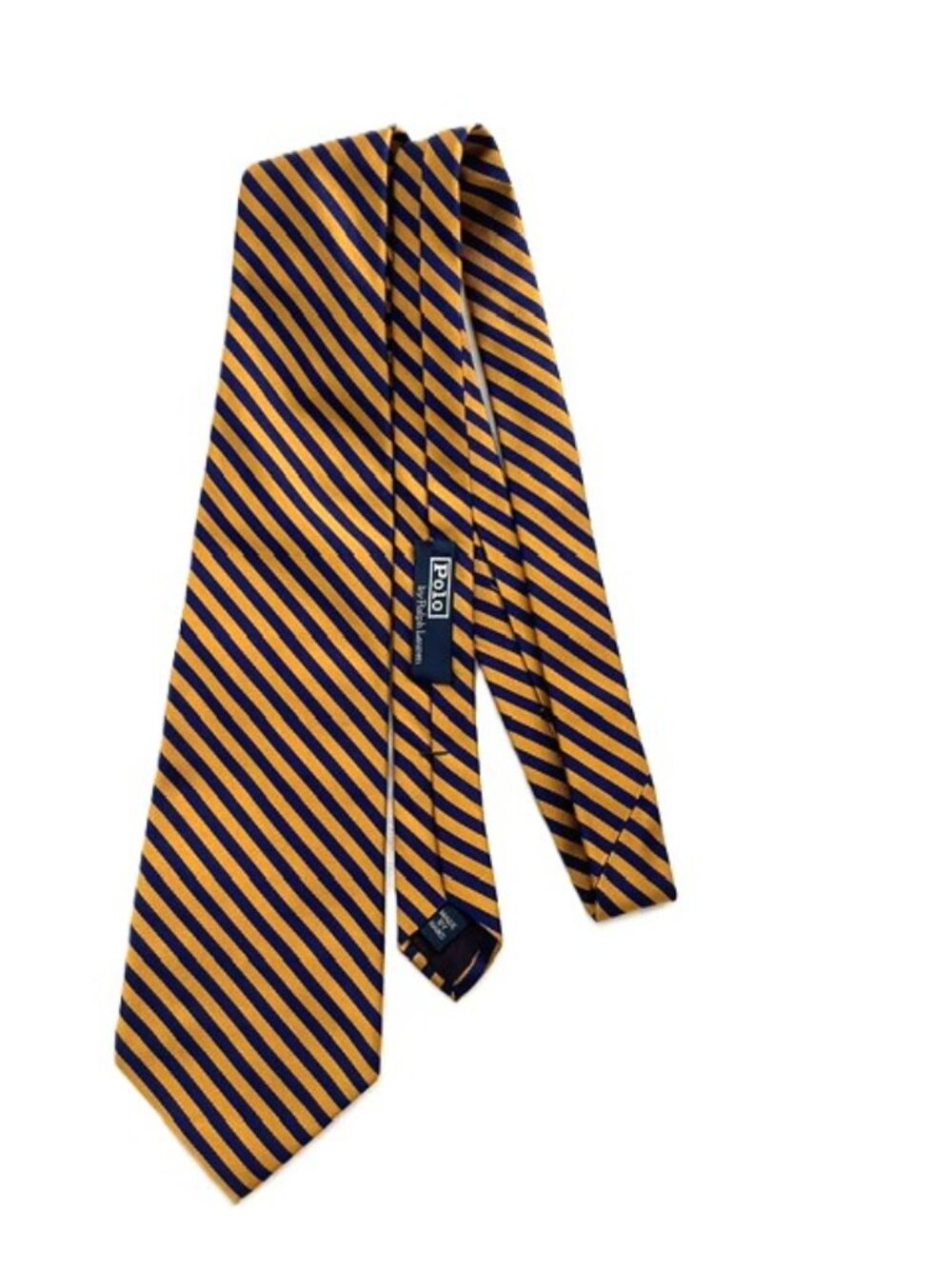 Polo by Ralph Lauren Unisex 100% Silk Striped Tie, Orange Blue, Made in USA